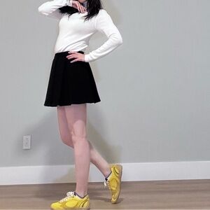 🖤 Solid Black Wool Pleated Mini Skirt w/ Built-in Shorts🖤